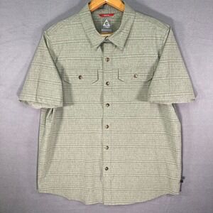 Gerry Shirt Mens Large Khaki Striped Button Down Outdoor Hiking Casual Light